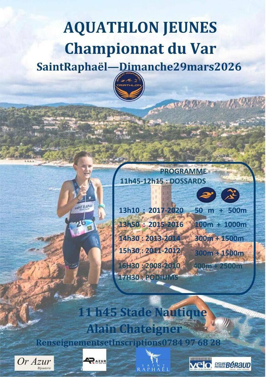 Championnat départemental 2026 jeunes RESULTATS Aquathlon St Raphael